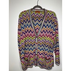 Missoni multi color chevron classic cardigan XL